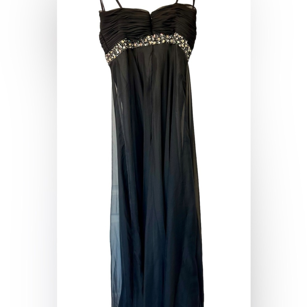 ✨Host Pick✨ BLACK CHIFFON PROM FORMAL EVENING GOWN WITH  RHINESTONE ACCENTS 4 - Picture 16 of 16